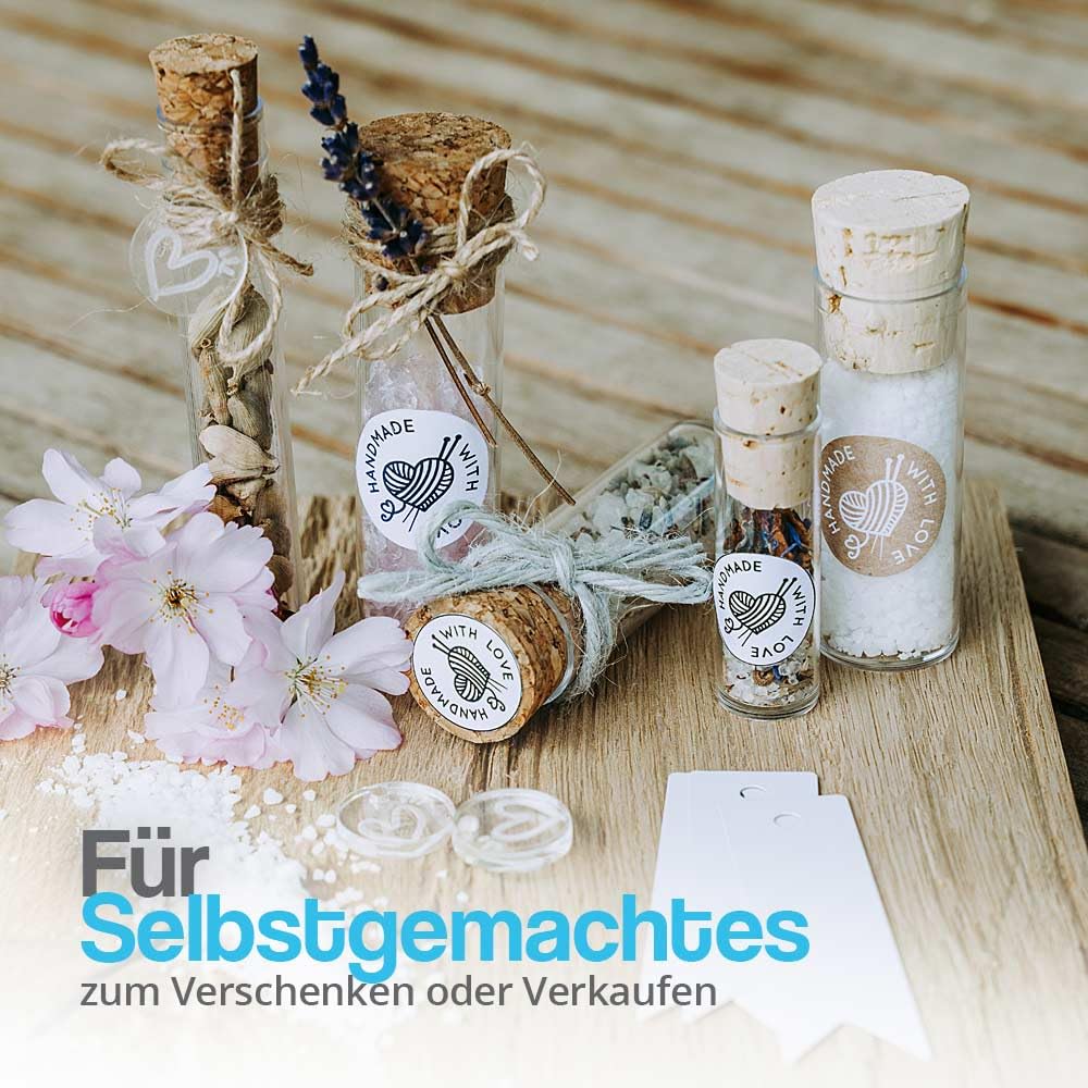 Tuuters 100x Kunststoff Reagenzgläser mit Korken, Kunststoffröhrchen (95 x Ø17, Presskorken) 95 x Ø1