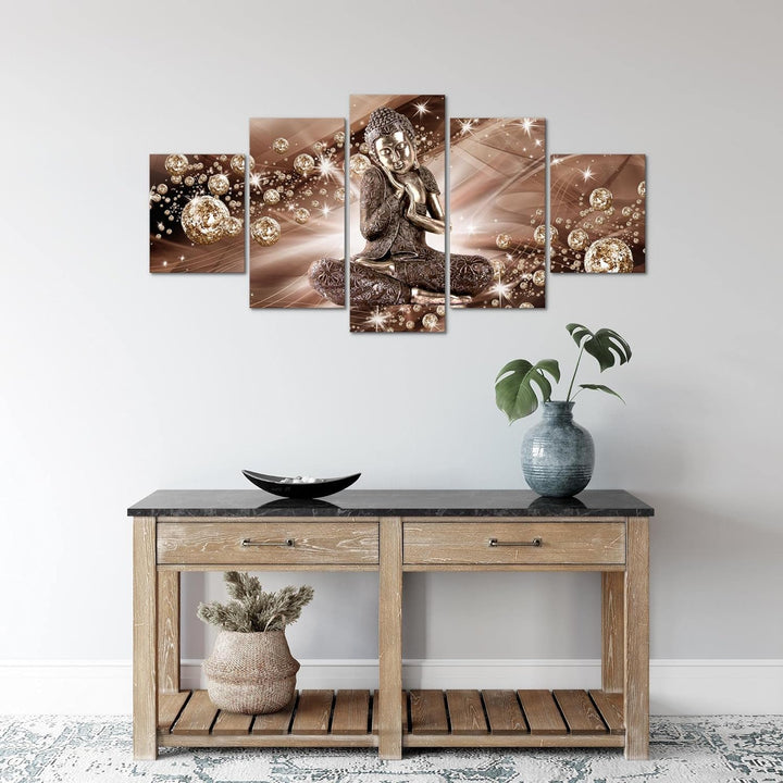 Runa Art Wandbilder Buddha Feng Shui 5 Teilig Bild auf Vlies Leinwand Deko Wohnzimmer Schlafzimmer D