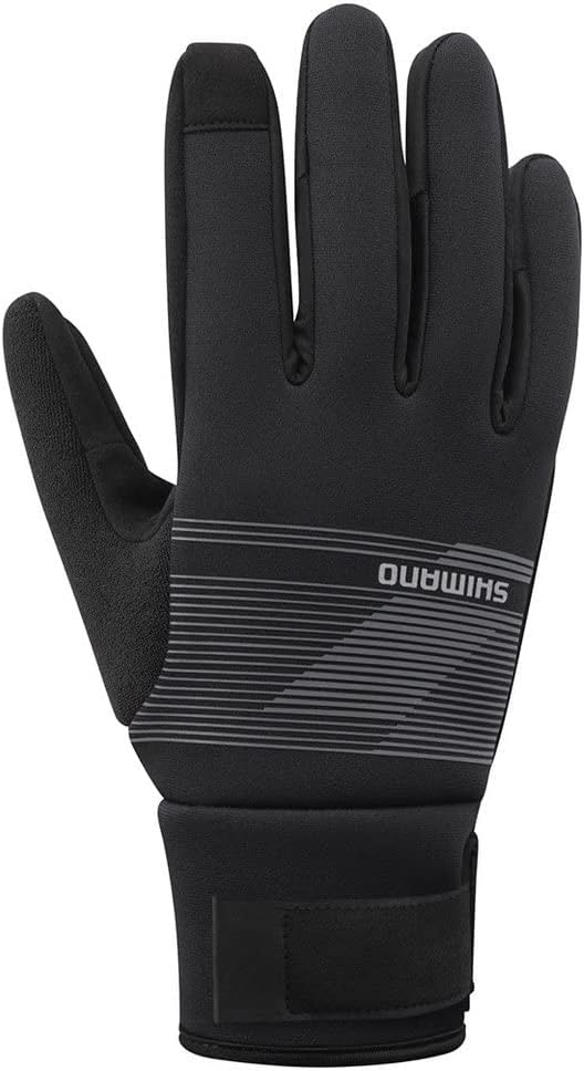 Shimano Fahrrad-Handschuhe Windbreak Thermal, Metallic Gray (Schwarz-Grau), M