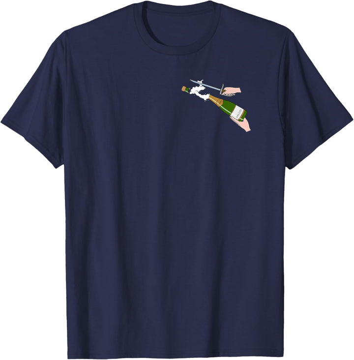 Champagner mit dem Säbel öffnen - Champ Saluti hohe Kunst T-Shirt