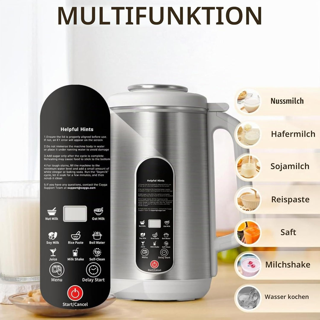 Sojamilch Maschine, Pflanzenmilchbereiter 1200ml - 7-in-1 für Mandel-, Hafer-, Nussmilch mit Selbstr