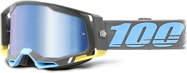 Fahrradbrille, 100% RACECRAFT 2, Grau/Blau, verspiegelte Gläser, Blau