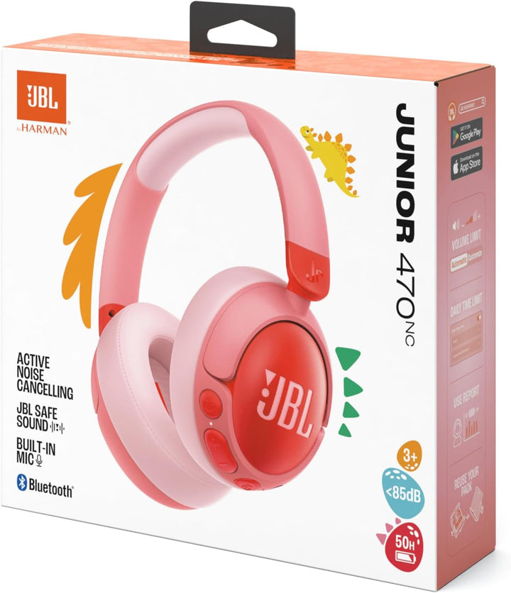 JBL Junior 470 NC, Kabellose Over-Ear Bluetooth-Kopfhörer mit Active-Noise-Cancelling für Kinder, Mi