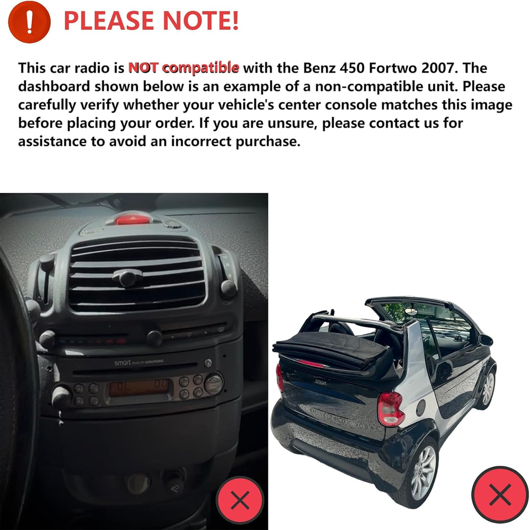 SIXWIN 4+64G Android 15 Autoradio für Mercedes Benz Smart Fortwo 2005-2010 mit Carplay/Android Auto/