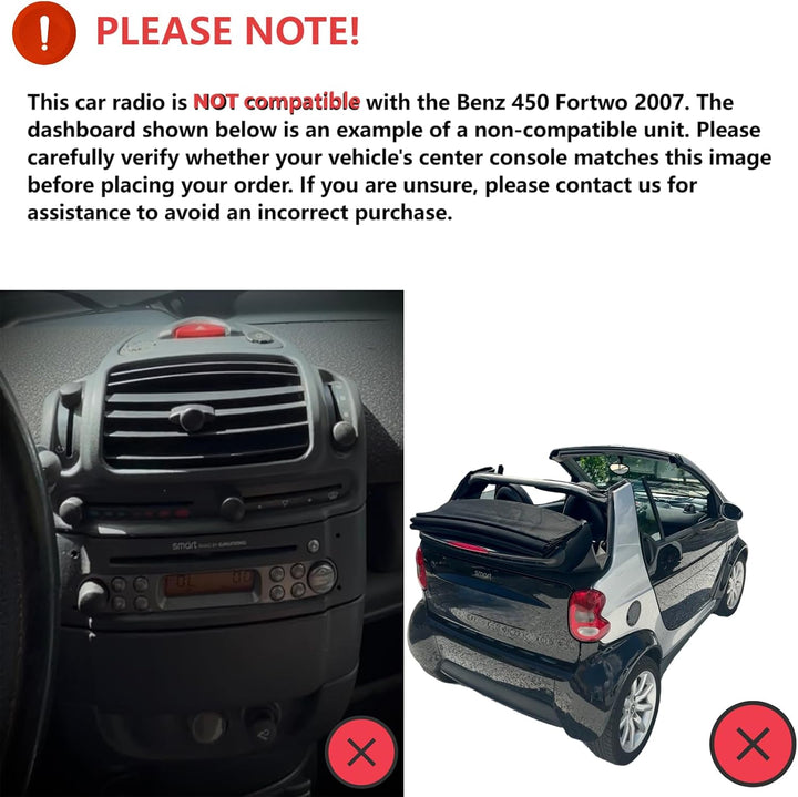 SIXWIN 4+64G Android 15 Autoradio für Mercedes Benz Smart Fortwo 2005-2010 mit Carplay/Android Auto/