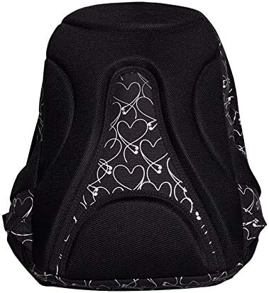 Roxie Rucksack mit Herzmotiv, 43 x 32 x 23 cm, für die Grundschule, mittelgross, für Mädchen, Schwar