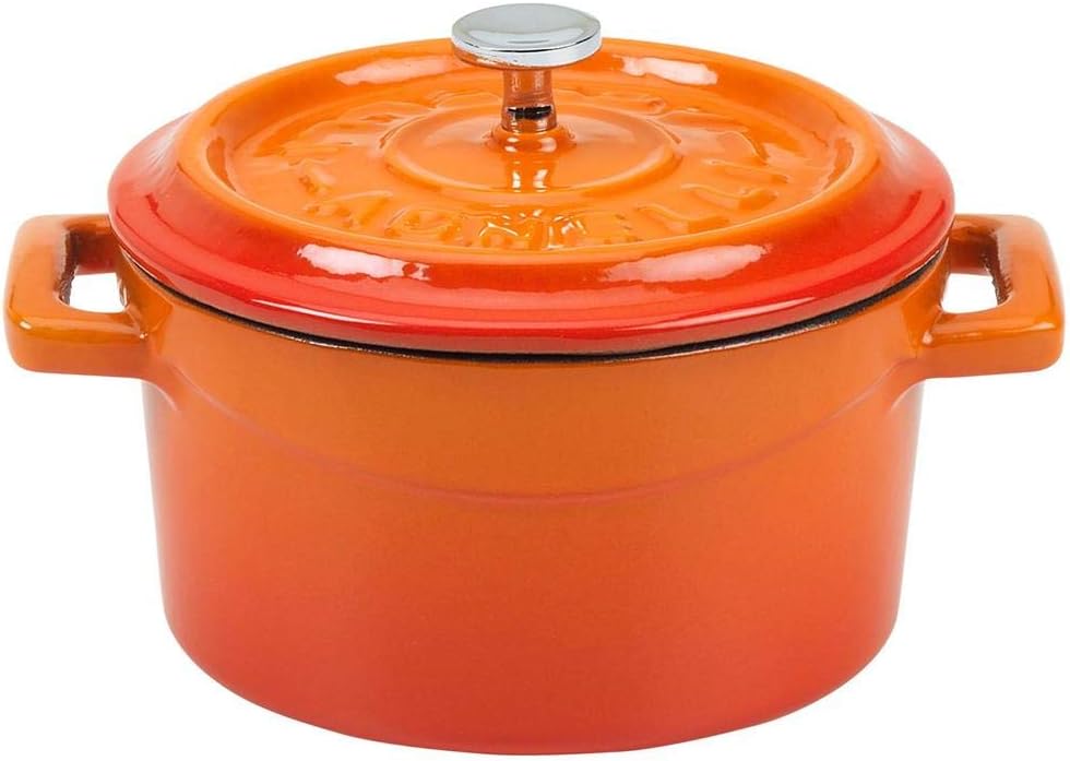 Pentole Agnelli COGHSRP10414O Kochgeschirr Slowcook Auflauf aus Gusseisen, 14 cm, 0,8 l, orange Aran