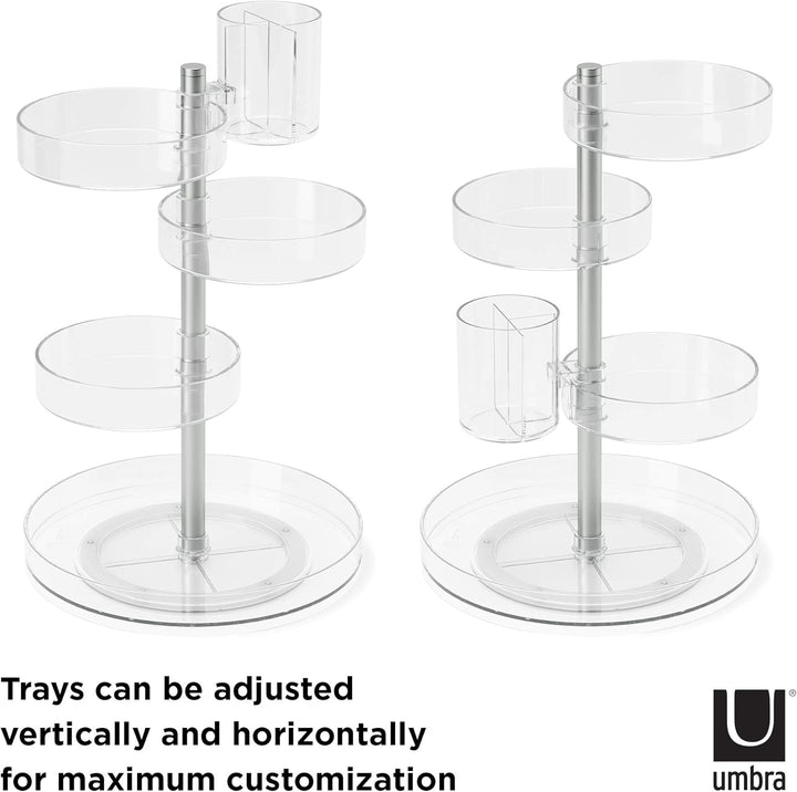 Umbra Pirouette Kosmetik Organizer mit drehbaren Fächern, Polystyrene, Transparent/Nickel, Einheitsg