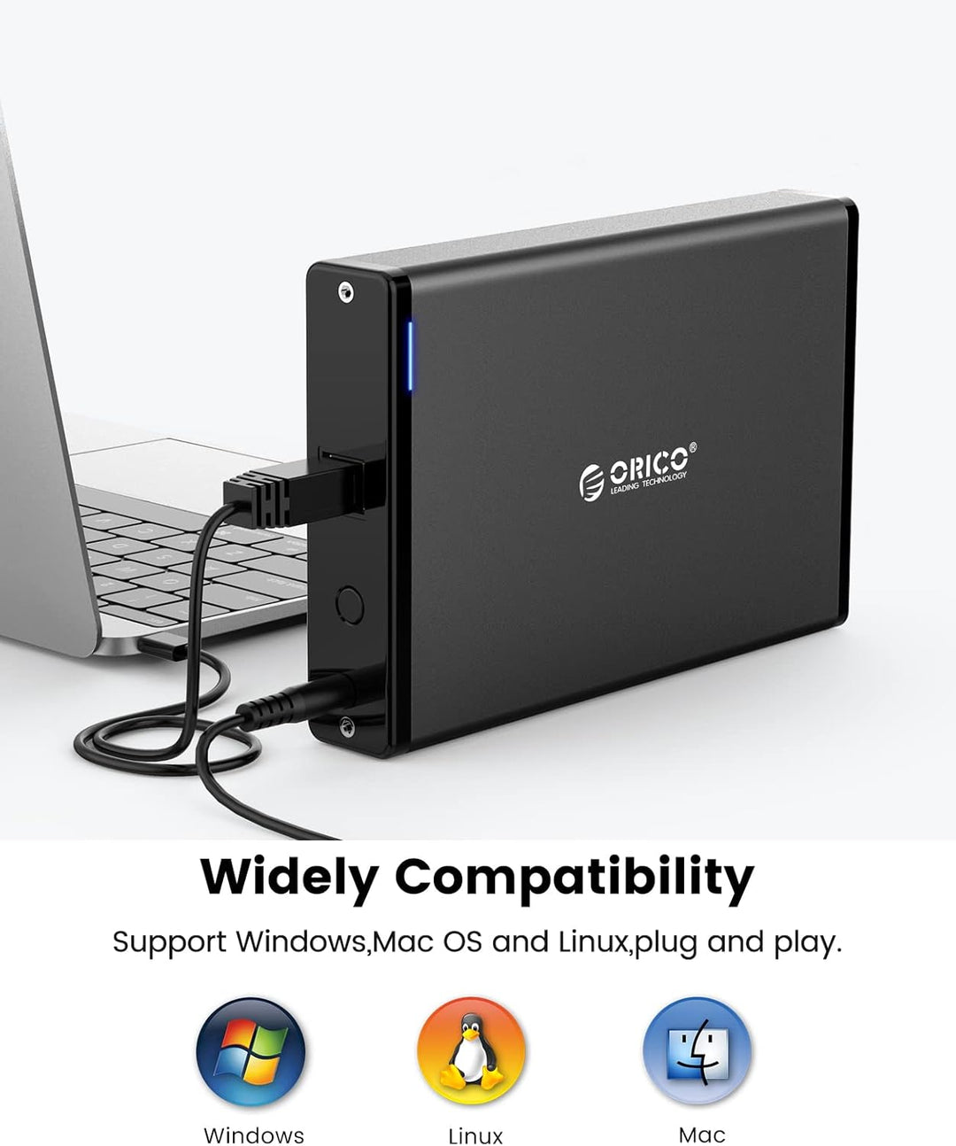 ORICO 3,5 Zoll Externes Festplattengehäuse mit Abnehmbarem Gehäuse USB 3.0 auf SATA 3.0 5Gbps für SA