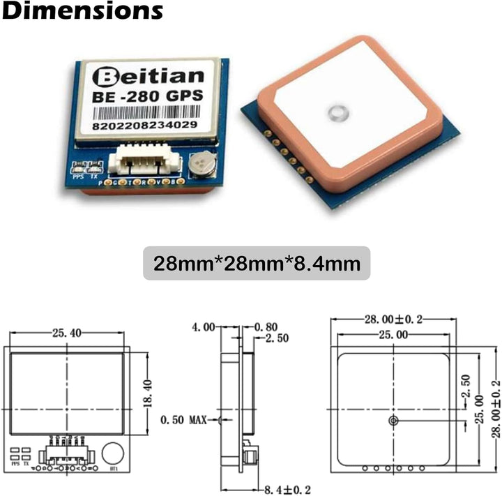 Geekstory BE-280 GPS Module M10050 Chip with 4M Flash TTL Level 38400bps Beidou GPS Antenna for Ardu