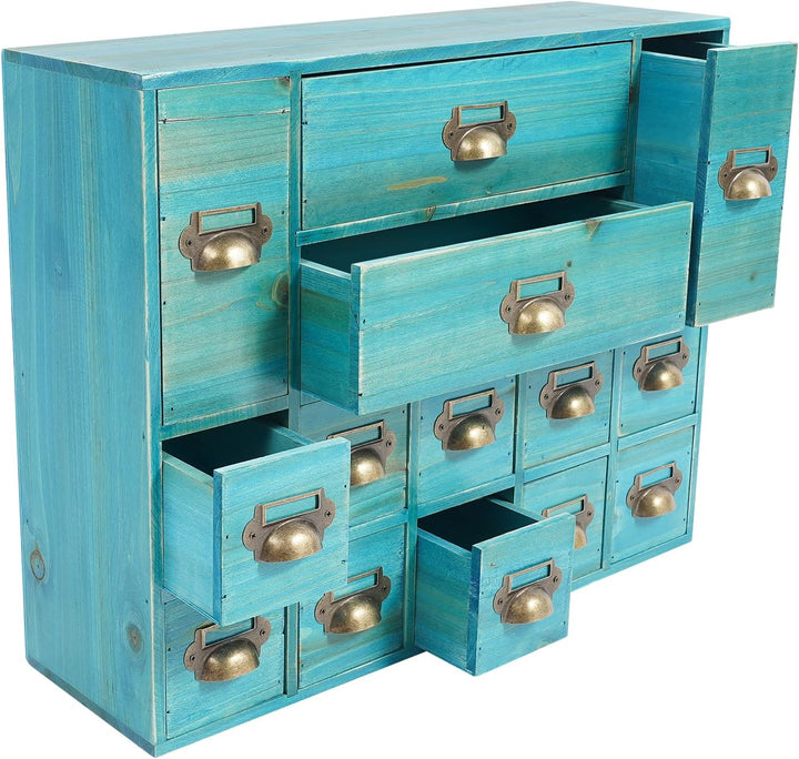 Mini Kommode mit 14 Schubladen, Vintage Aufbewahrungsschrank - Schrank Schubladenschrank Holz Klein