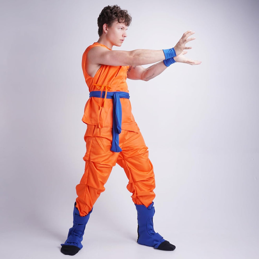 CoolChange Son Goku Cosplay Kostüm mit Überschuhen | Golden Frieza Saga | Grösse: M, M