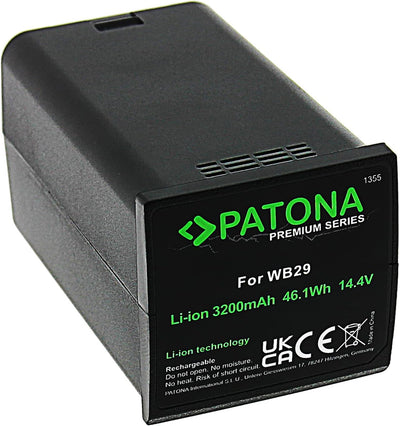 PATONA Premium WB29 Akku (3200mAh LG Zellen) kompatibel mit Godox AD200 AD200 Pro