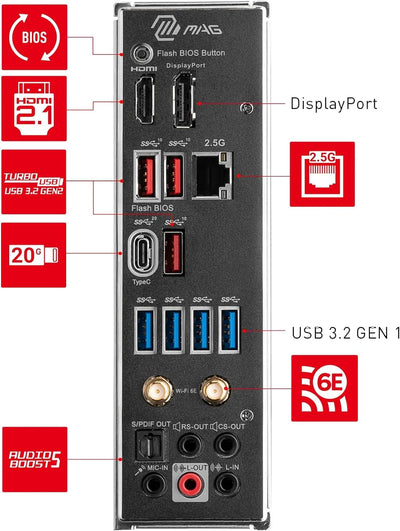 MSI MAG B650M Mortar WiFi Mainboard, Micro-ATX - Unterstützt AMD Ryzen 7000 Serie Prozessoren, AM5-1