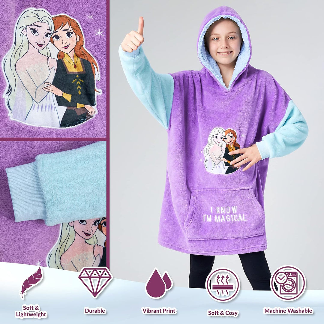 Disney Hoodie Decke Mädchen, Kuscheldecke mit Ärmeln, Fleece Kapuzenpullover, Hoodie Mädchen Geschen
