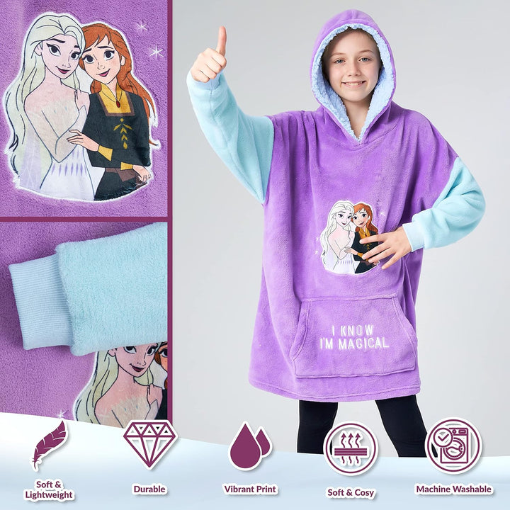 Disney Hoodie Decke Mädchen, Kuscheldecke mit Ärmeln, Fleece Kapuzenpullover, Hoodie Mädchen Geschen