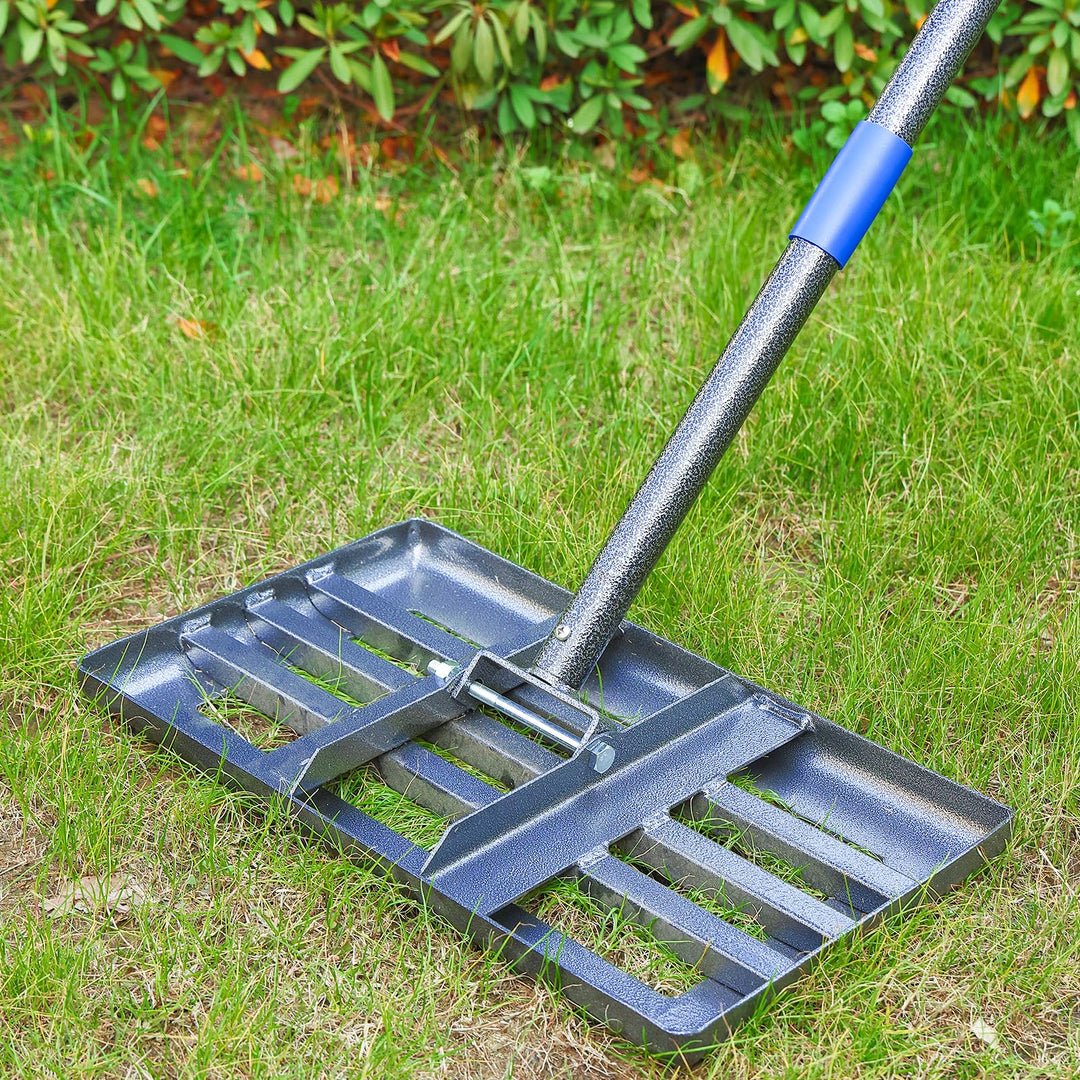 Rasenrechen Metall 183cm, Nivellierrechen mit glatten Kanten zum Rasen Einebnen und Erde Verteilen -