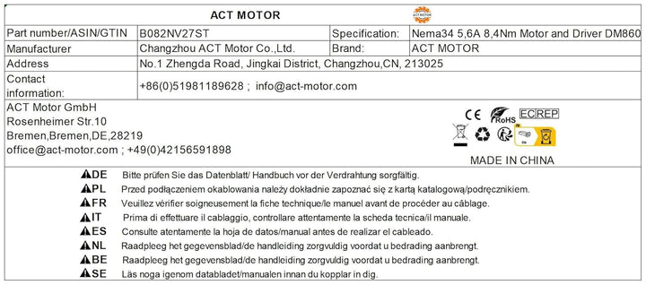DE-SHIP FREE 1PC 34HS1456 Nema34 Stepper Motor Bipolar 116mm 1232oz-in Dual flat Shaft 5.6A 1.8° + D