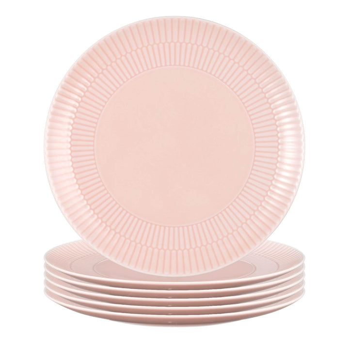 Seltmann Weiden Amina Rosé Frühstücksteller 6er Set, 23 cm, Runde Kuchenteller mit dezentem Relief-M