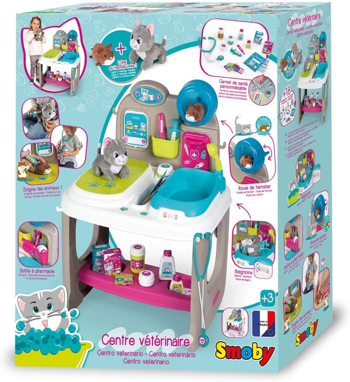 Smoby - Tierarzt Klinik - Spielset mit Untersuchungs- und Waschbereich, inklusive umfangreiches Arzt