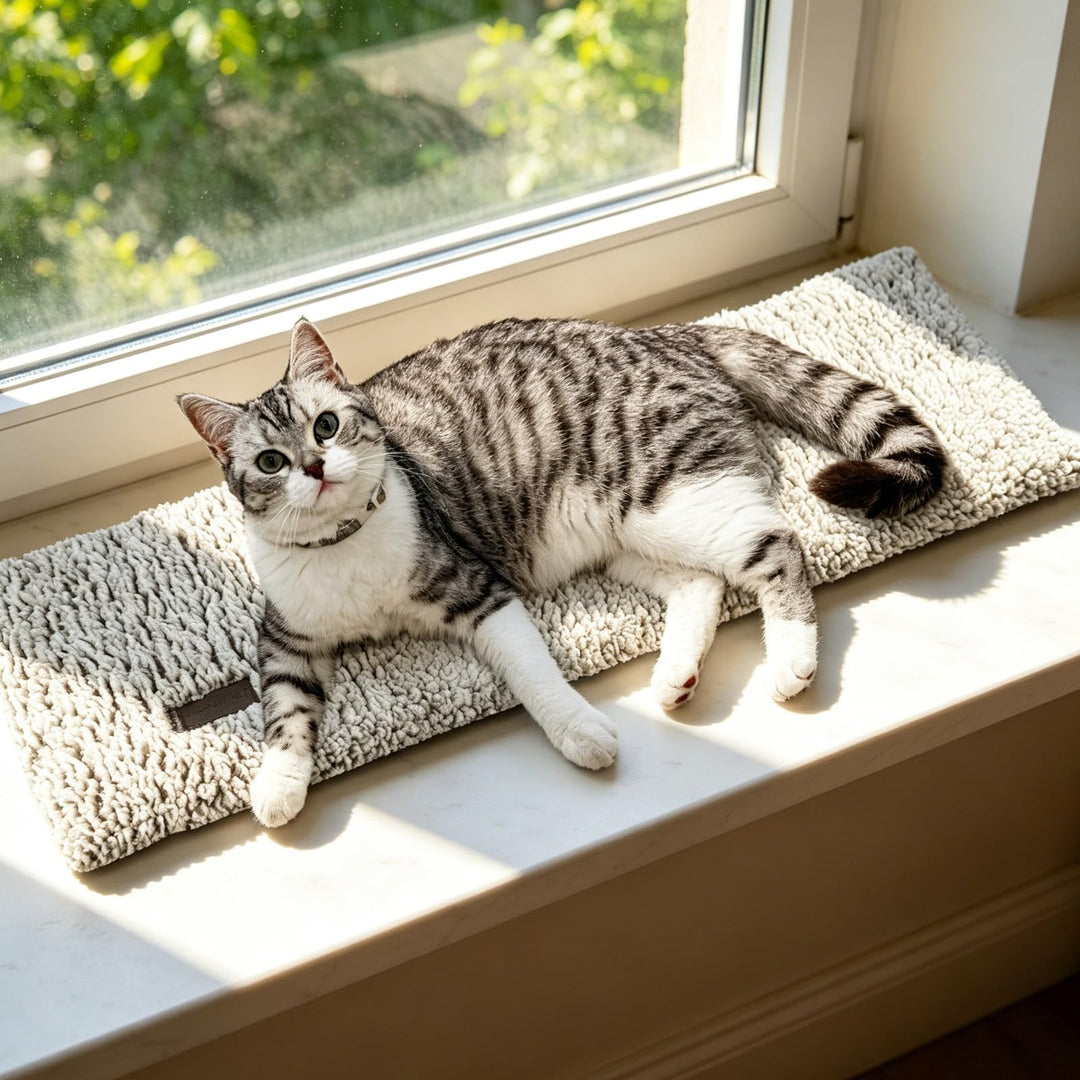 Mora Pets Katzen Fensterliege Katzenbett Fensterbank rutschfest, Selbstheizende Katzendecke für Fens