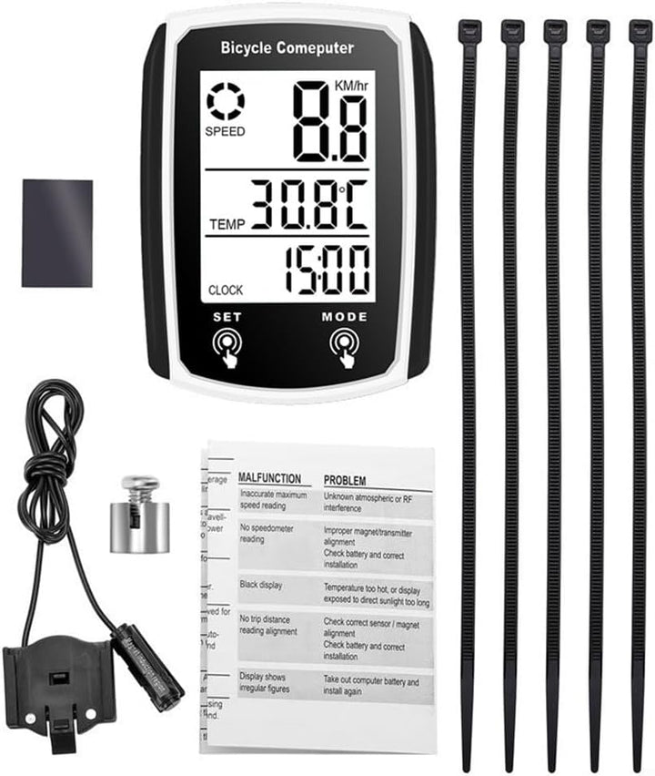 Fahrradcomputer Fahrrad Wasserdicht Kabelgebundener Tachometer Fahrrad Kilometerzähler mit LCD Displ