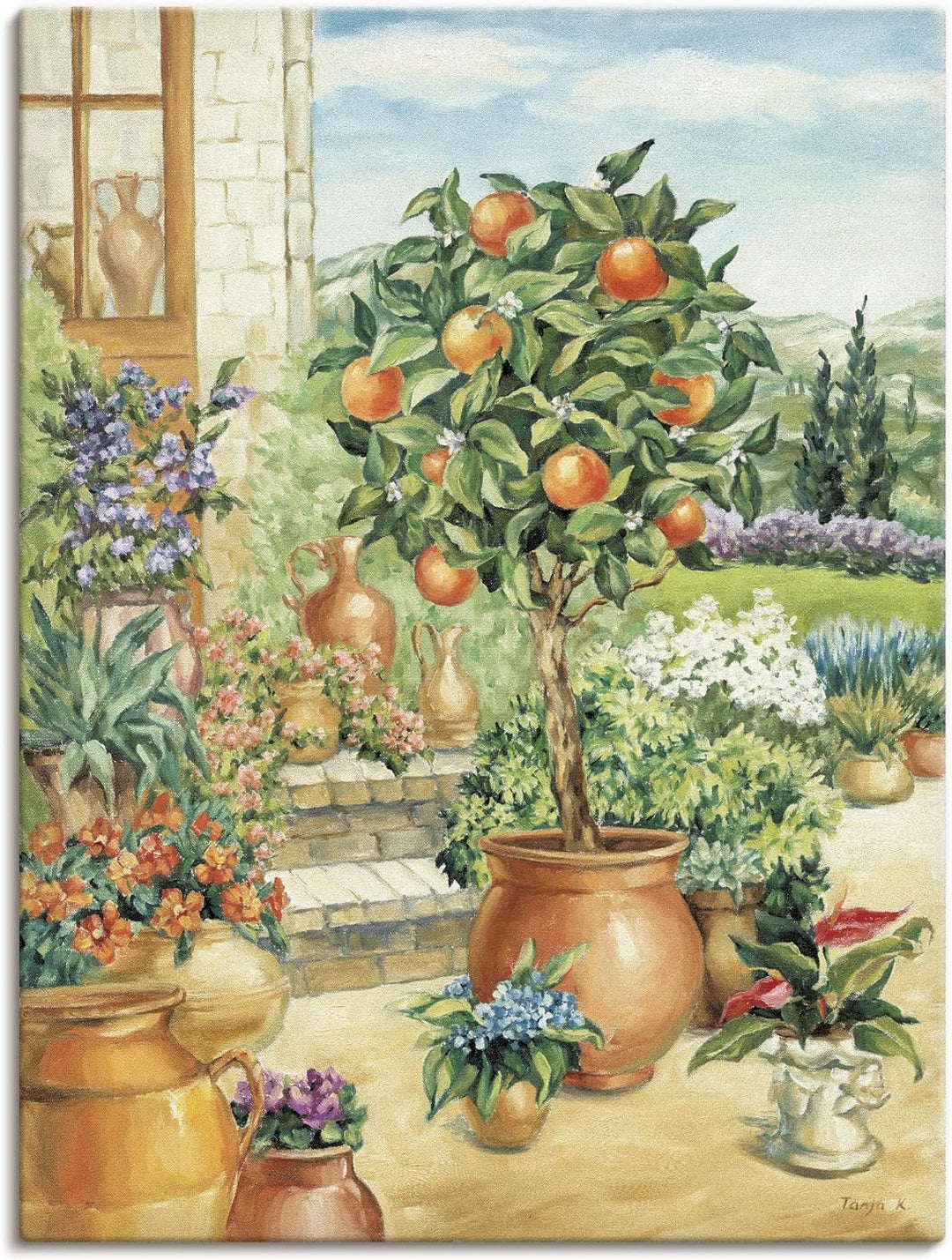 Artland Leinwandbild Wandbild Bild auf Leinwand 60 x 80 cm Landschaften Garten Malerei Grün A6YA Ora