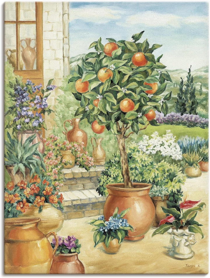 Artland Leinwandbild Wandbild Bild auf Leinwand 60 x 80 cm Landschaften Garten Malerei Grün A6YA Ora