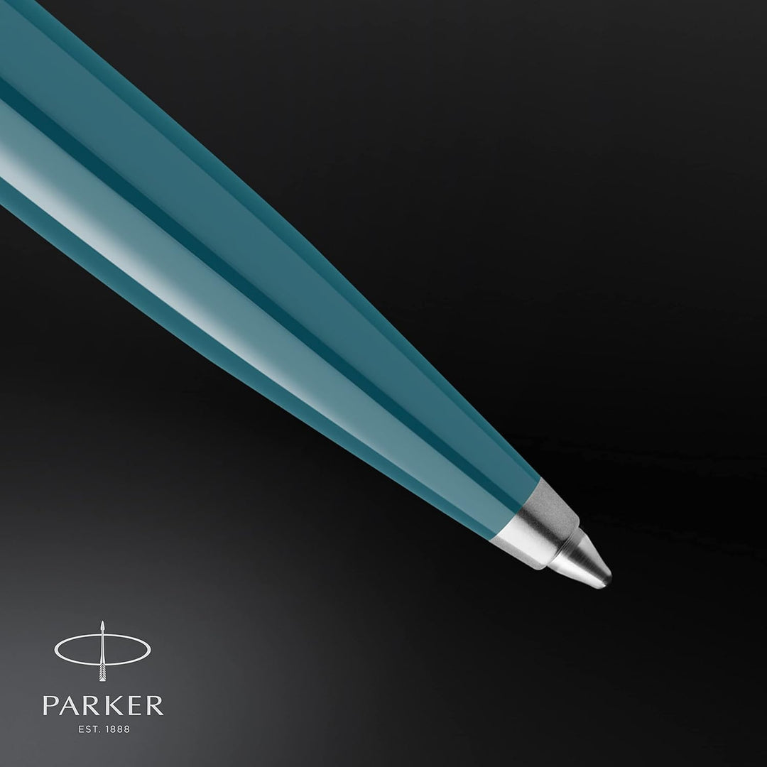 Parker 51 Kugelschreiber | Petrolblauer Schaft mit Chromfarbenen Zierteilen | Mittlere Schreibspitze