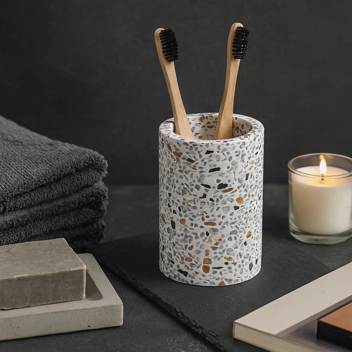 Badezimmer-Bürstenhalter weiss Granit-Effekt elegant 10 cm Modell 38, Modell 38
