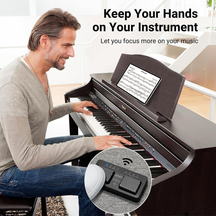 LEKATO Bluetooth Page Turner Pedal für Tablet Smartphone, Wiederaufladbares Page Turning Pedal, Drah