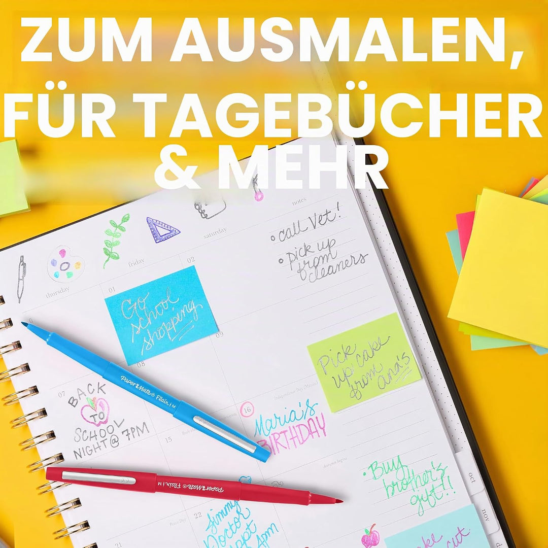 Paper Mate Flair Filzstifte mittlere Spitze (0,7 mm) Schwarz 36 Stück 1 stück (36er Pack) Mittlerer