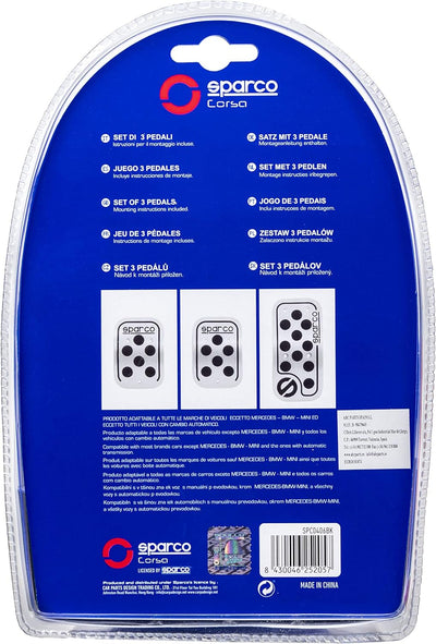 Sparco SPC0406BK ALUMINIUM RACING-PEDALE MIT Rutschfestem Gummi, Schwarz Aluminium + Gummi Single, A