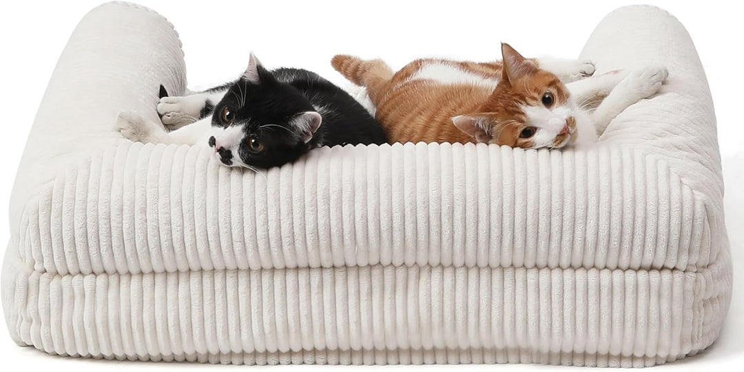 FUKUMARU Katzensofa Bett, Corduroy Gemütliches Katzenbett für drinnen mit abnehmbarem waschbarem Bez