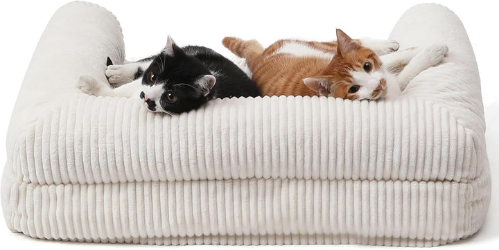 FUKUMARU Katzensofa Bett, Corduroy Gemütliches Katzenbett für drinnen mit abnehmbarem waschbarem Bez