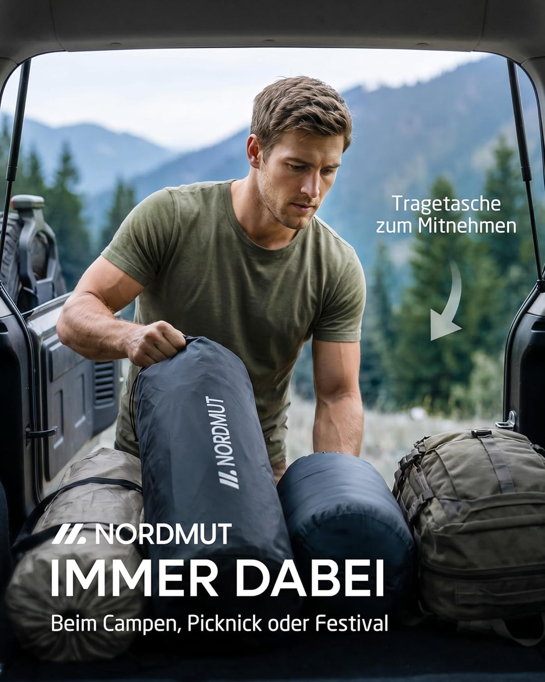 NORDMUT® Campingtisch klappbar – Hochwertiger Klapptisch Camping aus Aluminium – Rostfreier Campingt