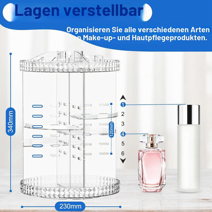 MOKANI 360° Drehbar Make Up Kosmetik Organizer, 6 Verstellbare Ebenen Grosse Kapazität Makeup Organi