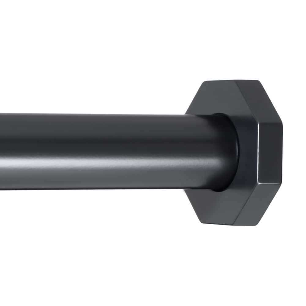 Ivilon Spannvorhangstange – Sechseckige Federspannstange für Fenster oder Dusche, 61 bis 91 cm, Schw