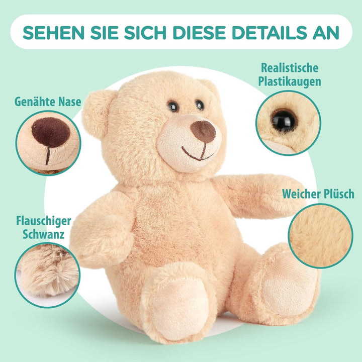 LotFancy Teddybär Plüschtier Kuscheltiere 25 cm, Teddy Bär Klein Braunbär Süsse Stofftier Spielzeug,