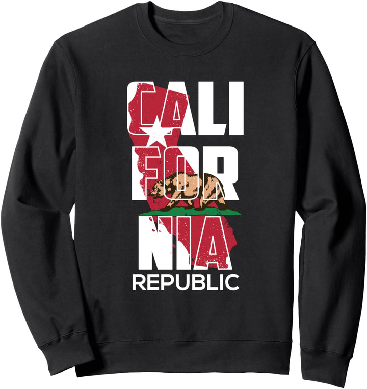 California Funny Republic Vintage USA Flag Bear Retro Fan Sweatshirt