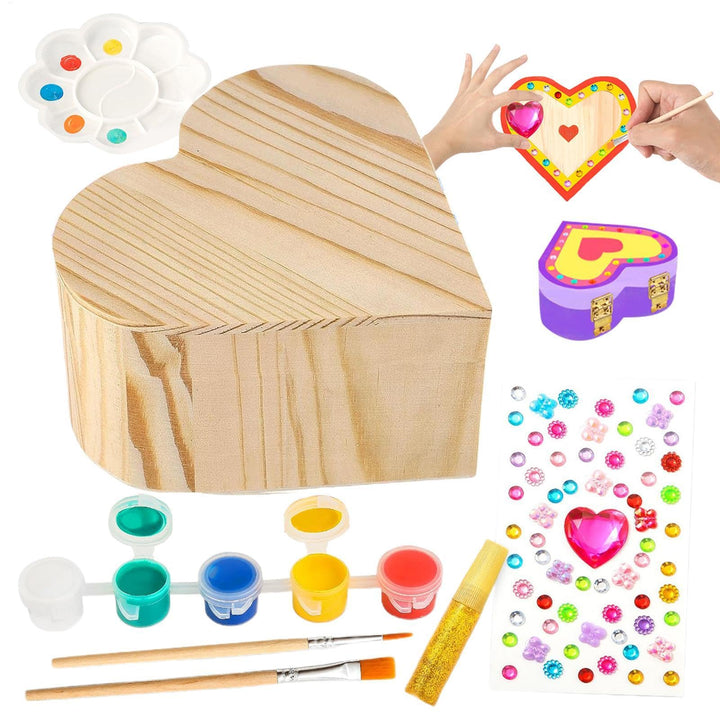 Schmuckkästchen, Malset, Malen Sie Ihre eigene Herz-Schatzbox, einzigartige Schmuckschatulle, Aufbew