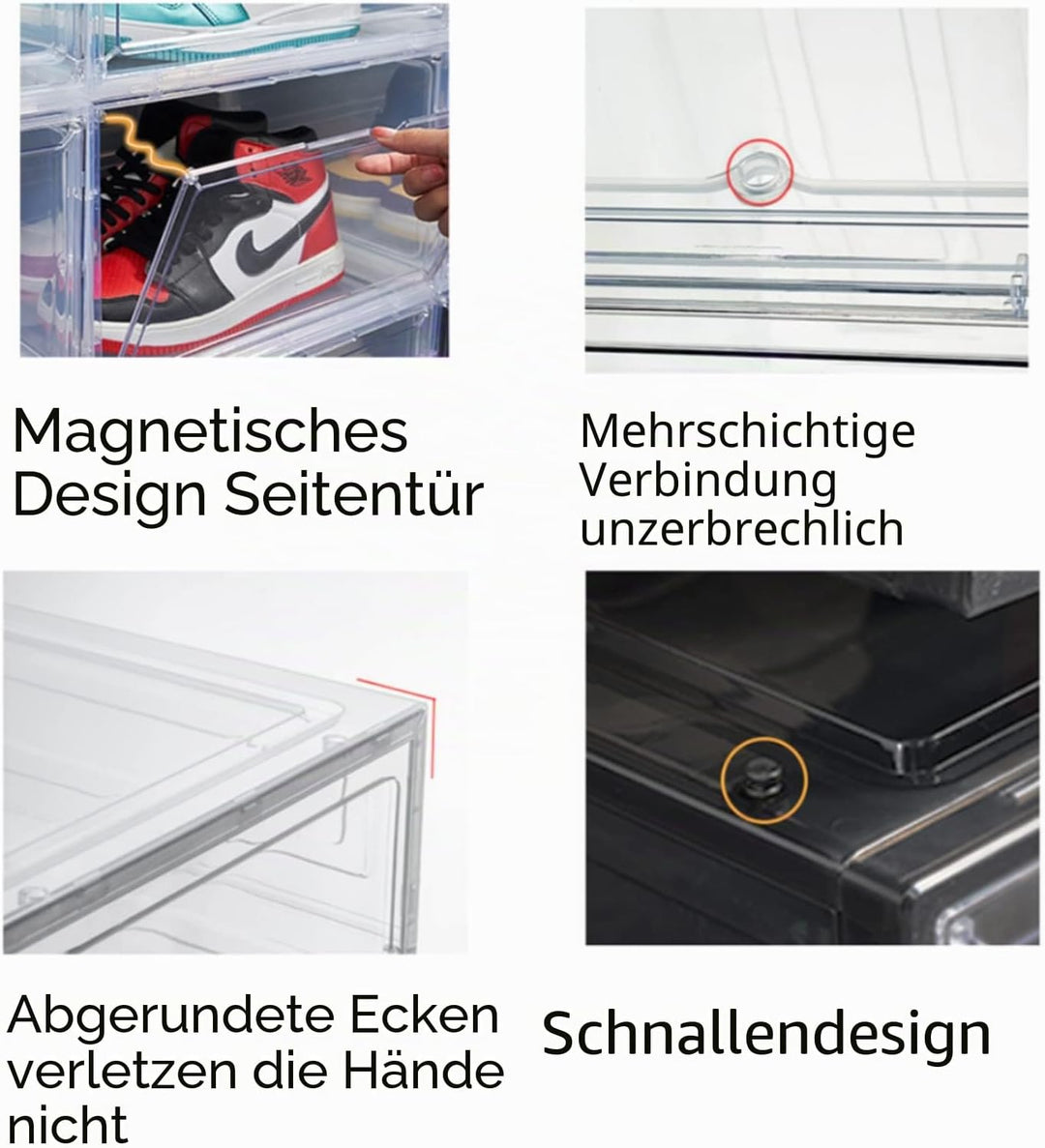 Schuhbox, Transparent Stapelbare Schuhbox, Faltbare Transparente Aufbewahrung für Schuhe, Kunststoff