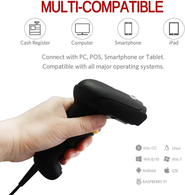 NYEAR Handheld verdrahteter USB-Barcode-Scanner, 1D und 2D Handheld Inventar Barcode-Leser mit autom