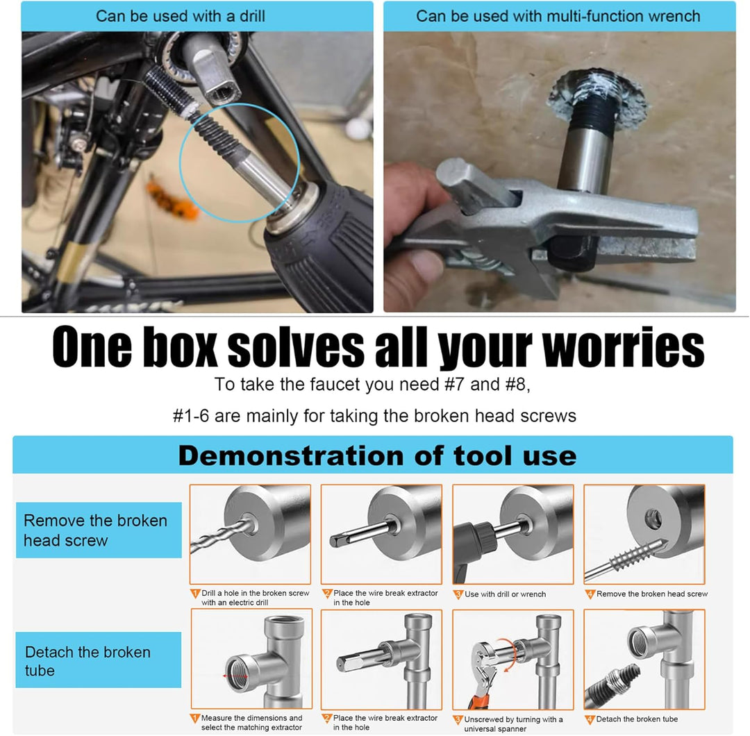 Schraubenausdreher Set Profi,Screw Extractor Kit,Schraubenausdreher 8er Set, Zum Entfernen BeschäDig