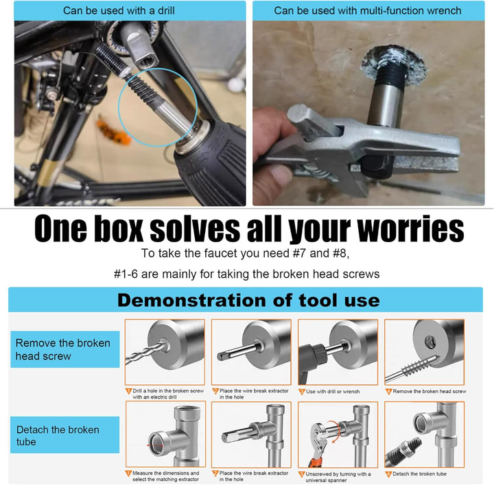 Schraubenausdreher Set Profi,Screw Extractor Kit,Schraubenausdreher 8er Set, Zum Entfernen BeschäDig