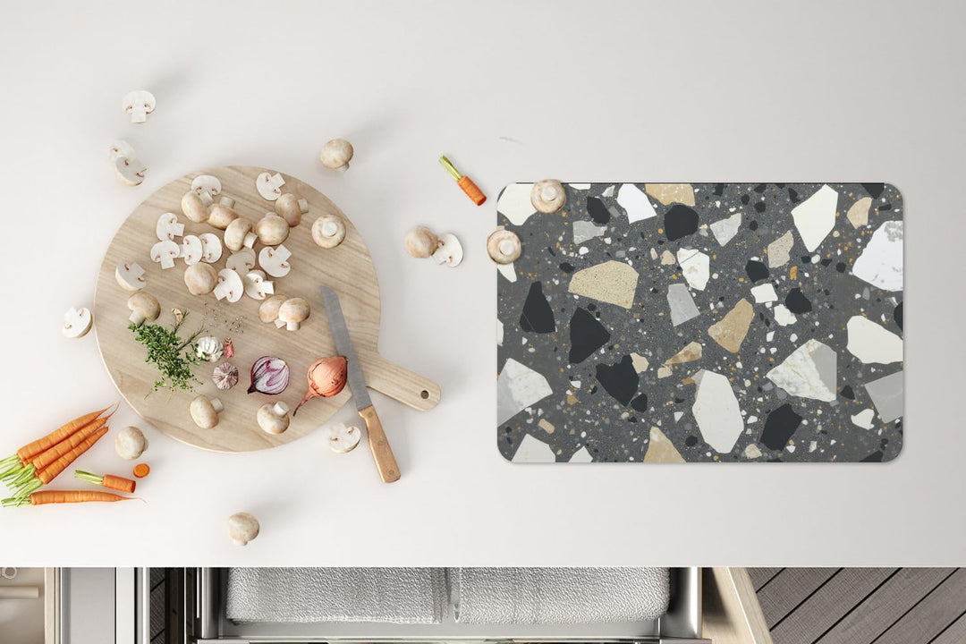 KitchenYeah© Platzsets Abwaschbar 6-Teilig Tischsets Platzdeckchen Terrazzo - Steine, Terrazzo - Ste