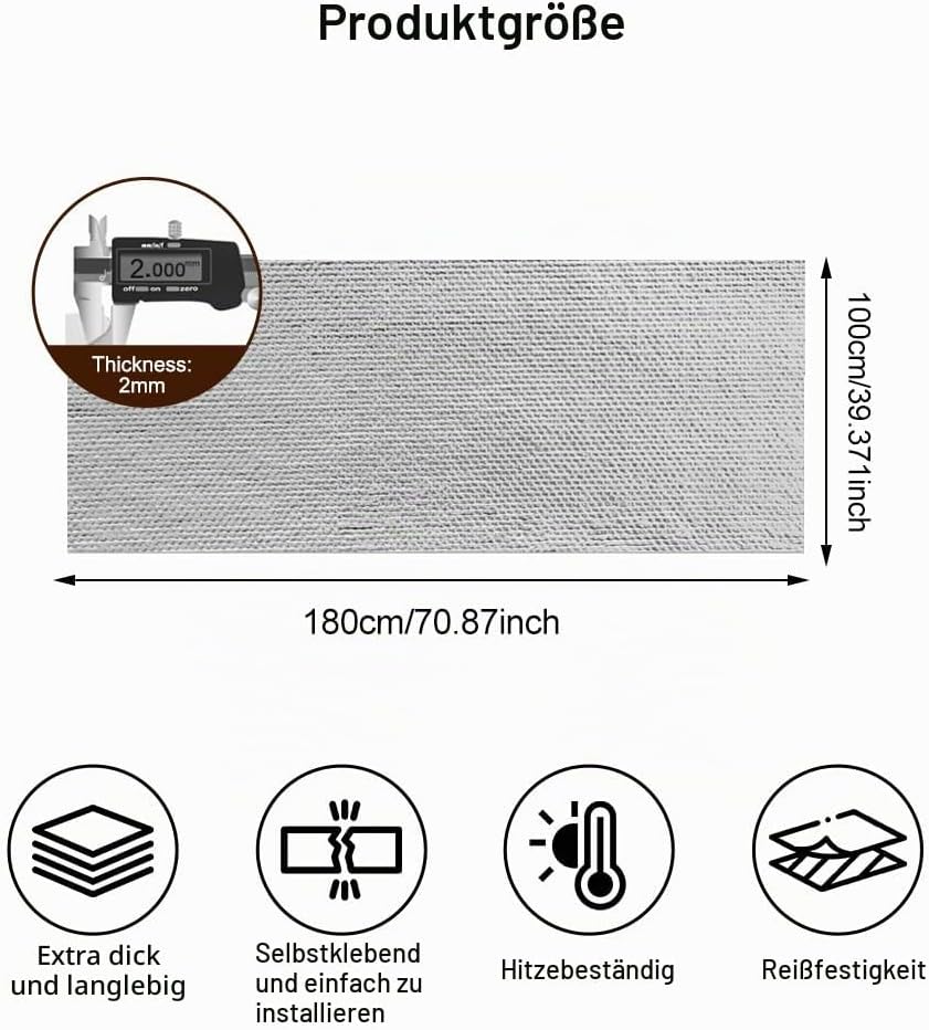 Aluminisierte Hitzeschutz 100x180cm Hitzeschutzmatte Selbstklebend Rückseite,Kleberücken Aluminium G