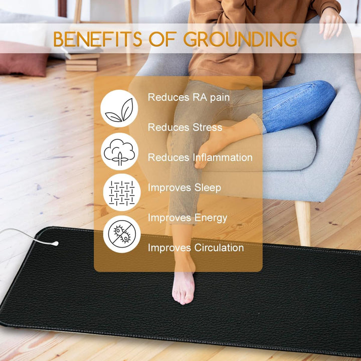 GRUENERDE Erdungsmatte Geerdet Mauspad Grounding Pad Erdungprodukt mit EU Erdungskabel Sicher (25x65