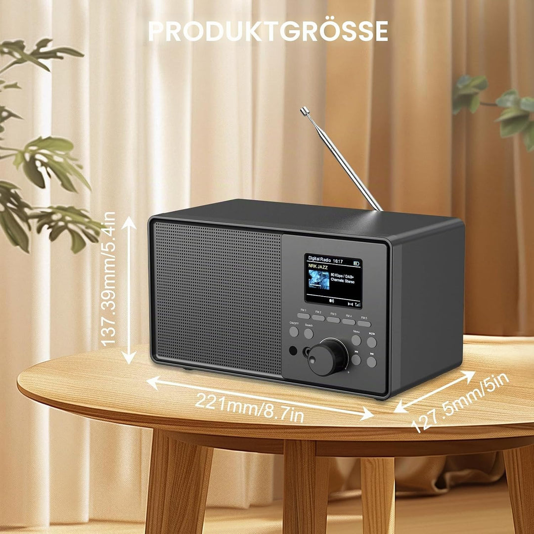 DAB+/DAB Retro Radio mit Bluetooth 5.0 &amp; Fernbedienung, Nostalgie-Design mit 2,4 Farbdisplay, Doppel