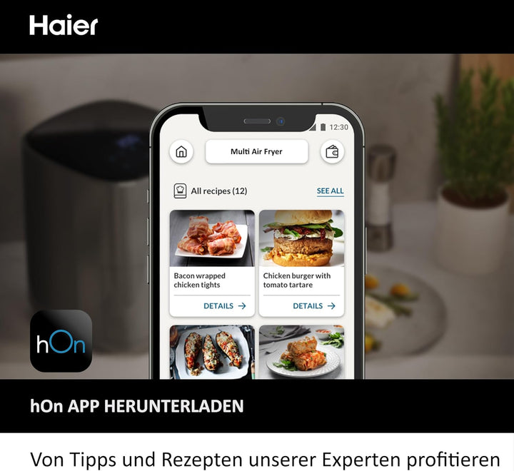 Haier Heissluftfritteuse mit LED DisplayI Airfryer mit 6 Programmen & 5L Volumen für 4 Personen I 15